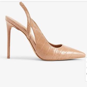 Express Croc-Embossed Cutout Slingback Pumps size 8.5 M  Color: Pecan 552